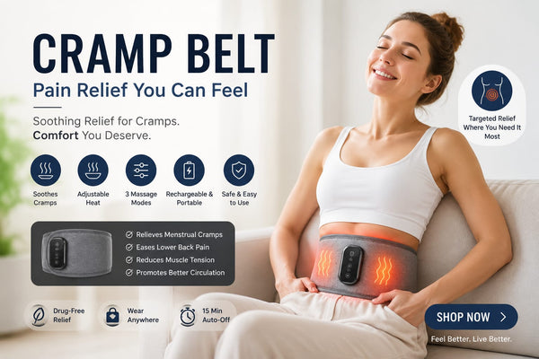 Cramp Relief Pain Belt – Electric Heating & Massage Therapy Belt for Fast Pain Relief