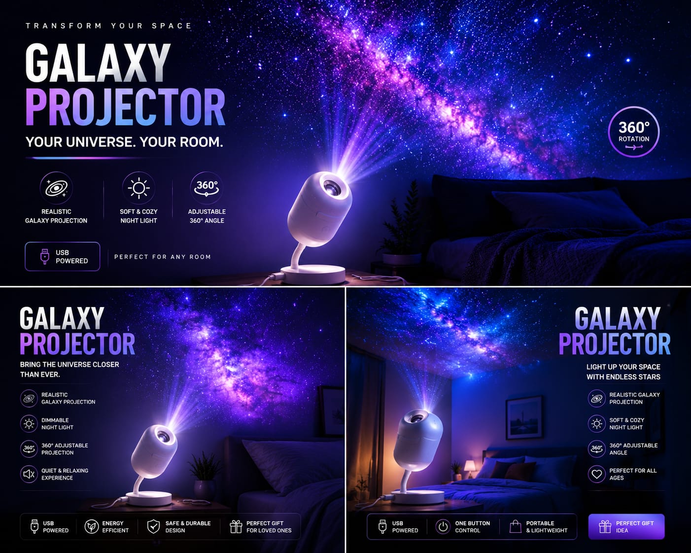 Galaxy Projector Night Light For Relaxing