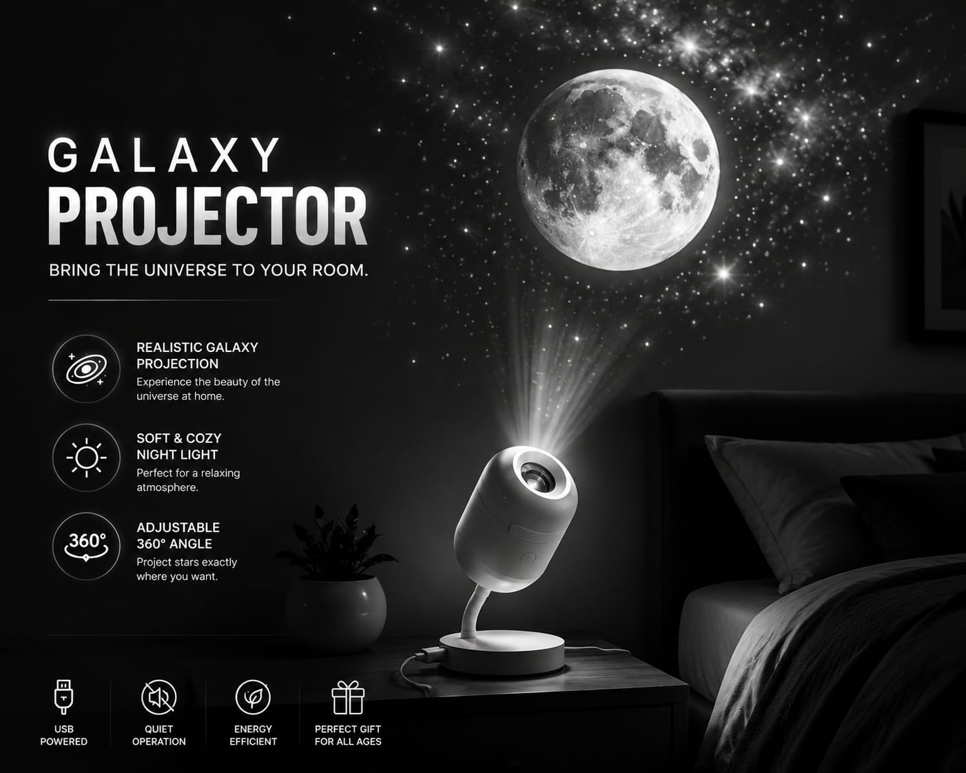 Galaxy Projector Night Light For Relaxing
