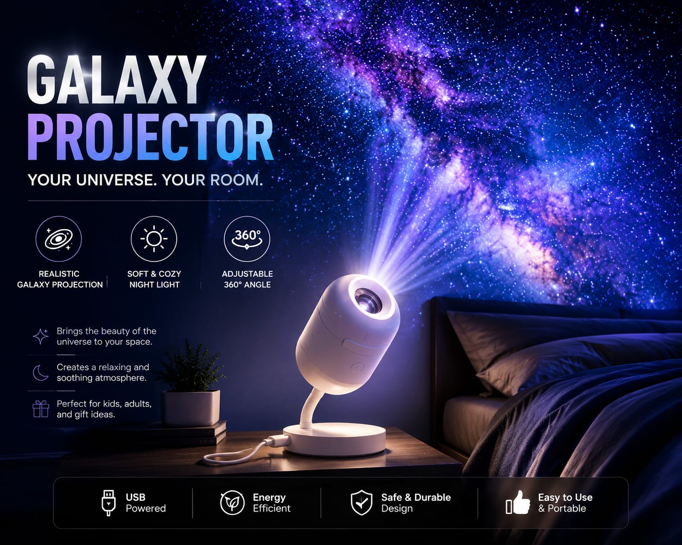 Galaxy Projector Night Light For Relaxing