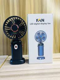 Portable Rechargeable Hand Fan with LED Digital Display & 5-Speed Cooling
