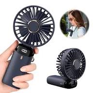 Portable Rechargeable Hand Fan with LED Digital Display & 5-Speed Cooling